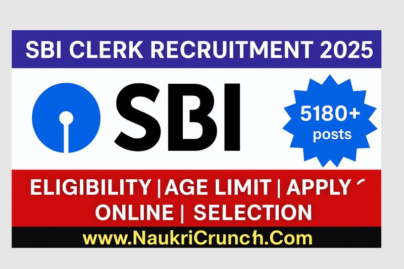 SBI Clerk Recruitment 2025 – 5180+ Vacancies | Apply Online at NaukriCrunch